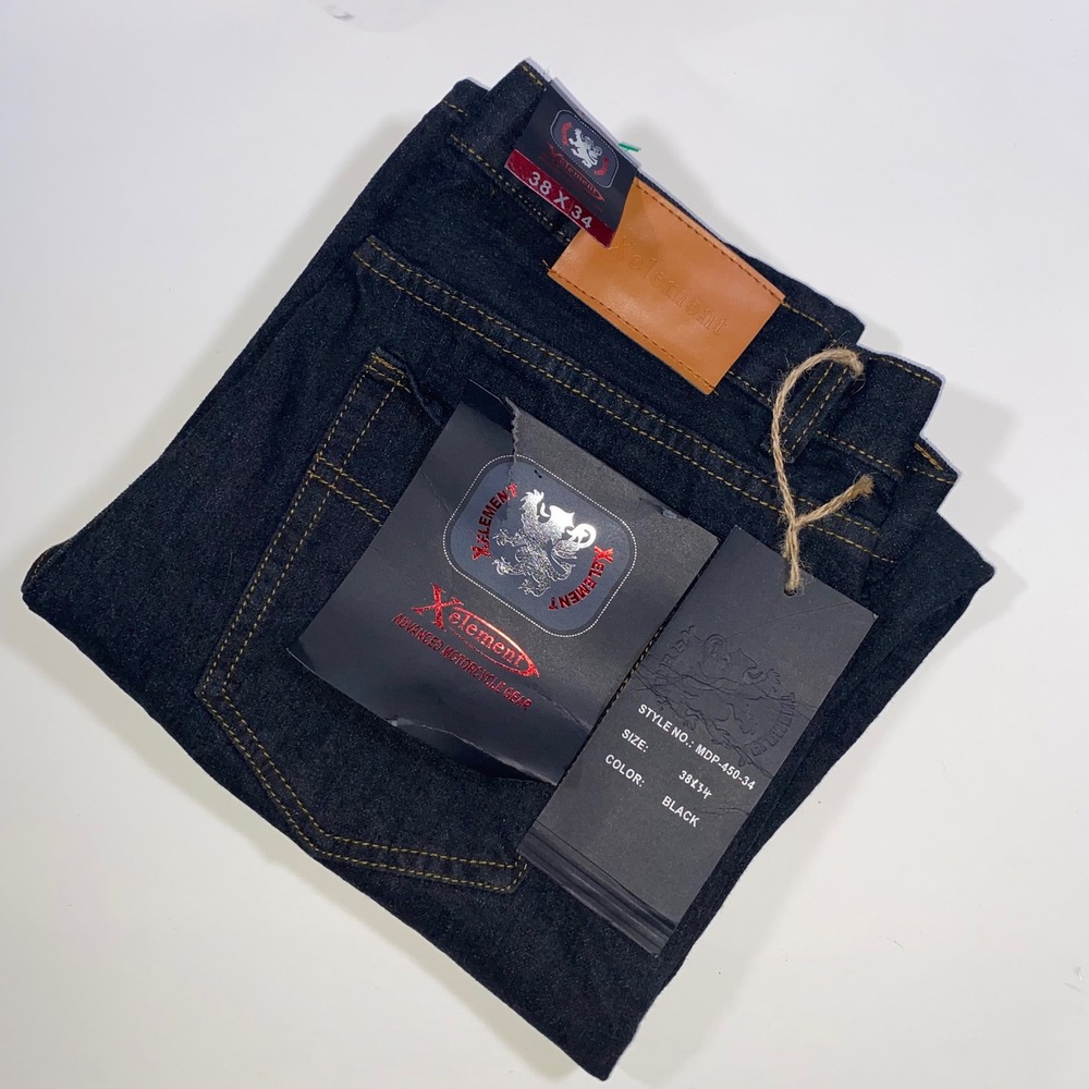 Xelement Mens Black Denim Motorcycle Jeans Style MDP 450‎ 34 Waist 38 Inseam 34